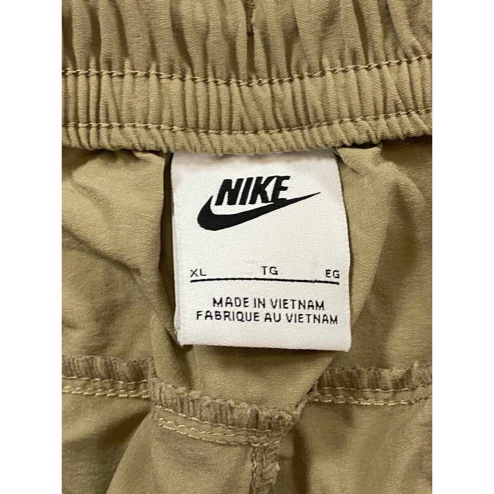 Nike Mens XL Woven Sportswear Pants Tan Khaki Elastic Waist Zip Pocket Futura - Picture 4 of 13